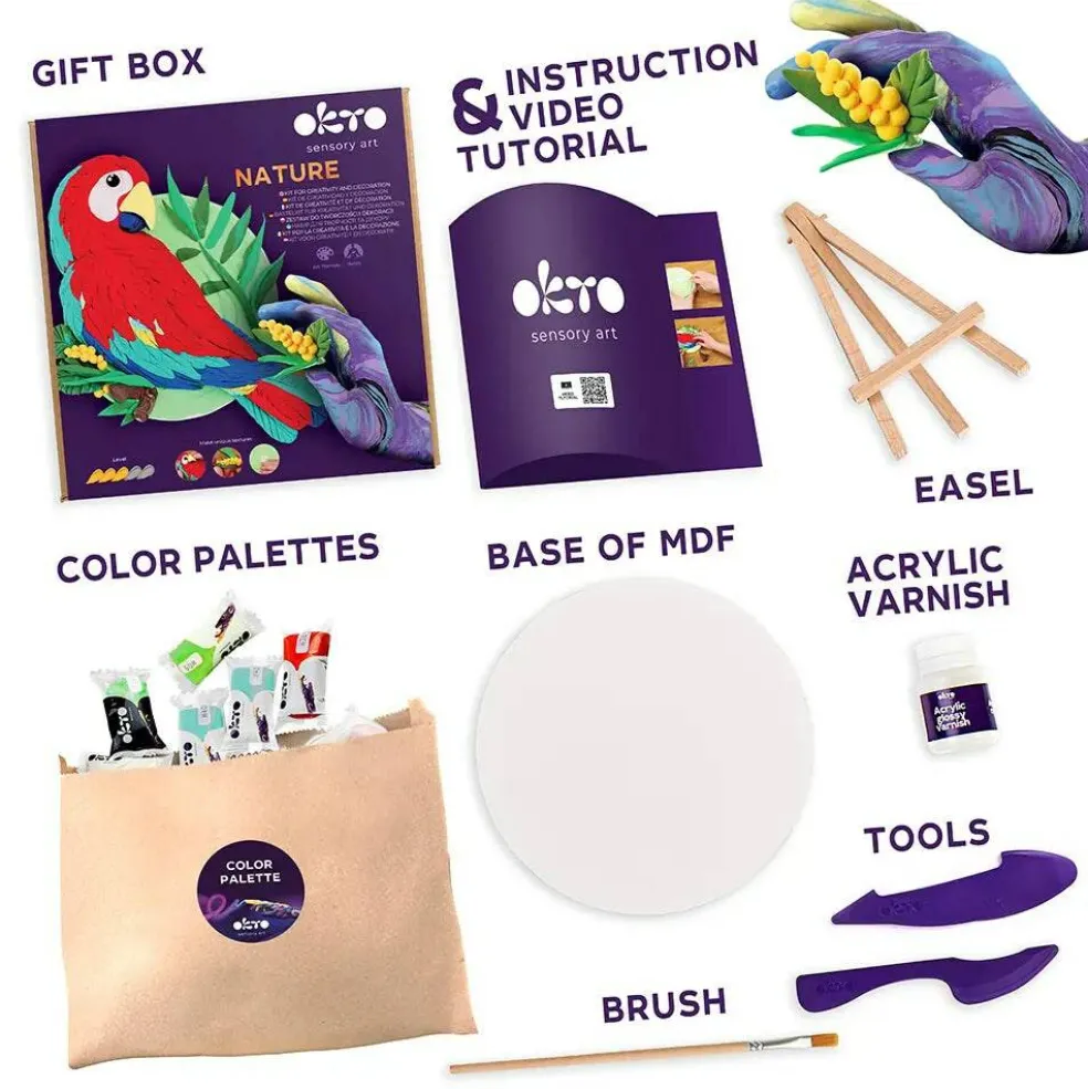 OKTO DIY 3D Creative Air Dry Clay Set Nature Macaw