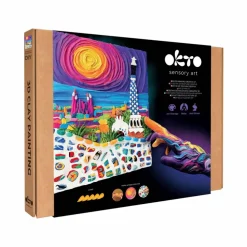 OKTO | DIY 3D Creative Air Dry Clay | 3D Painting natural canvas set | Famous Masterpieces ”Water lilies” | 11.8x15.7 in