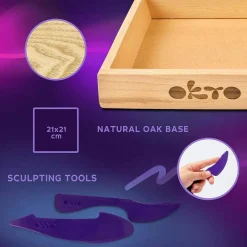 OKTO | DIY 3D Creative Air Dry Clay Modeling Kit for KIDS | "Little Worlds" Mommy TROLL | Wooden Frame 8.3x8.3 inch
