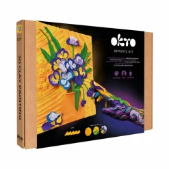 OKTO | DIY 3D Creative Air Dry Clay | 3D Painting natural canvas set | Famous Masterpieces ”Irises” | 11.8x15.7 inch