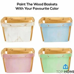 One Pint Wooden Berry Baskets (10 Pack); for Picking Fruit or Arts, Crafts and Decor; 4” Square Vented Wood Boxes