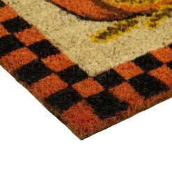 Orange & Black Checkered Fall Harvest Pumpkin Doormat