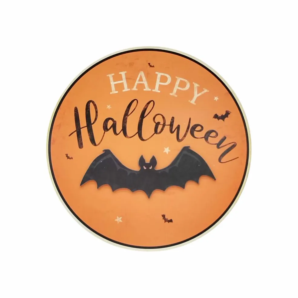 11.75" Orange & Black Happy Halloween Round Wall Décor by Ashland®