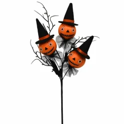 13.2" Orange & Black Jack-O'-Lantern with Witch Hat Pick by Ashland®