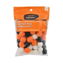 Orange, Black & White Yarn Pom Poms, 60ct. by Creatology™