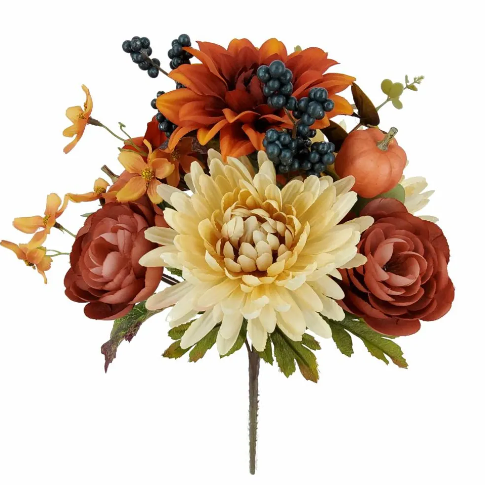14" Orange Dahlia & Ranunculus with Berry Mix Bush by Ashland®