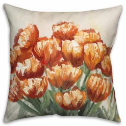Orange Fall Flowers Throw Pillow