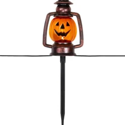16.75" Orange Flickering Halloween Jack O' Lantern Pathway Markers, 3ct.