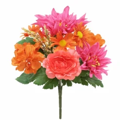 13" Orange & Fuchsia Dahlia, Ranunculus & Hydrangea Bush by Ashland®
