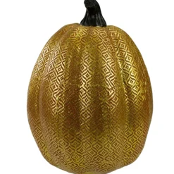 Orange & Gold Diamond Patterned Halloween Pumpkin Tabletop Decoration