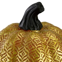 Orange & Gold Diamond Patterned Halloween Pumpkin Tabletop Decoration