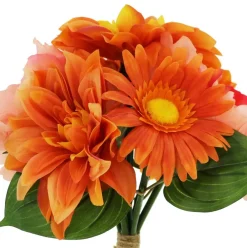 14" Orange & Pink Dahlia, Peony & Daisy Real Touch Bush by Ashland®