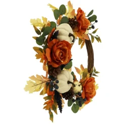 24" Orange Rose & Pumpkin Mix Wreath by Ashland®