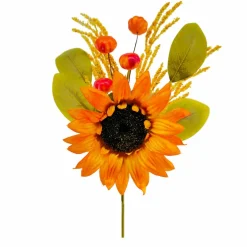 12" Orange Sunflower and Pumpkin Pick by Ashland®