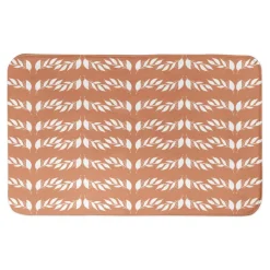 Orange & White Leaves Bath Mat