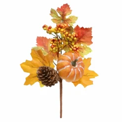 13" Orange, Yellow & Red Maple Leaf Pick with Pinecone & Pumpkin by Ashland®