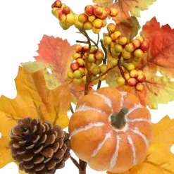 13" Orange, Yellow & Red Maple Leaf Pick with Pinecone & Pumpkin by Ashland®