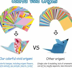 Origami Kit for Kids Ages 5-12, 152 Sheets Origami Paper with 72 Patterns, 96-Page Origami Book, DIY Paper Folding Craft Kit with Video Tutorials, Beginner Art Projects for Boys & Girls