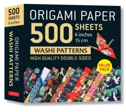 Origami Paper 500 sheets Japanese Washi Patterns 6" (15 cm): Double-Sided Origami Sheets with 12 Different Designs (Instructions for 6 Projects Included)