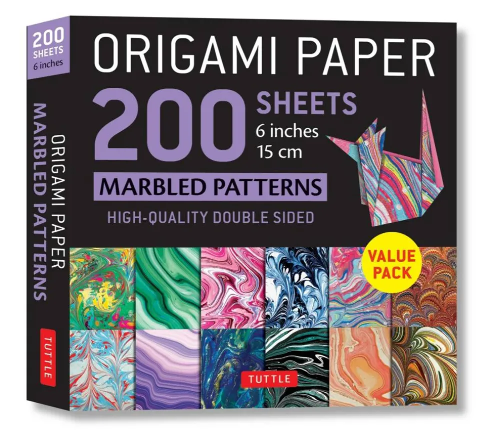 Origami Paper 200 sheets Marbled Patterns 6" (15 cm): Tuttle Origami Paper: Double Sided Origami Sheets Printed with 12 Different Patterns (Instructions for 6 Projects Included)