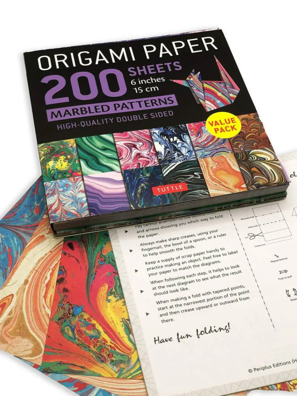 Origami Paper 200 sheets Marbled Patterns 6" (15 cm): Tuttle Origami Paper: Double Sided Origami Sheets Printed with 12 Different Patterns (Instructions for 6 Projects Included)
