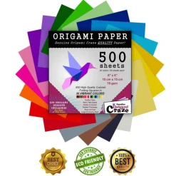 Origami Paper 500 Sheets Premium Quality for Arts and Crafts 6" Square Sheets 20 Vibrant Colours Same Colour on Both Sides 100 Design Ebook Included (See Back of Cover for Download info)