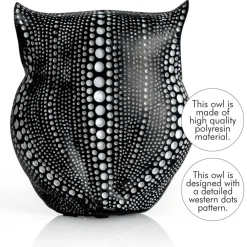 Ornativity Black Owl Statue Figurine - Animal Sculpture Home Decoration for Bedroom Living Room Kitchen Office Bathroom House Decor Figurines