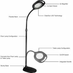 OttLite 2-in-1 LED Magnifier Floor and Table Light