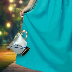 Ouat Belle Adult Halloween Costume With Blue Dress And Teacup Purse