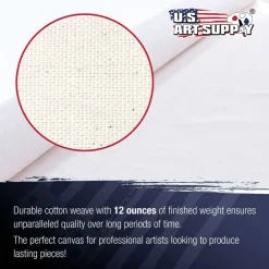 12-Ounce Triple Primed Gesso 36" Wide x 6' Long (2 Yards), 100% Cotton, Acid-Free - Unstretched Canvas Rolls for Painting, Oil & Acrylic, Murals - Cut To Frame Size