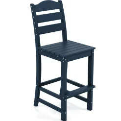 Outdoor Bar Stool, 30 Inch Seat Height Patio Bar Chair with Curved Backrest and Wide Footrest, HDPE Outdoor Seating with 360 lbs Capacity for Garden