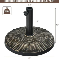 Outdoor 22Lbs Resin Umbrella Base with Wicker Design for Stability
