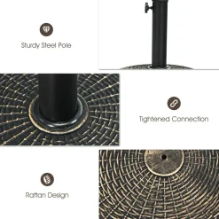 Outdoor 22Lbs Resin Umbrella Base with Wicker Design for Stability