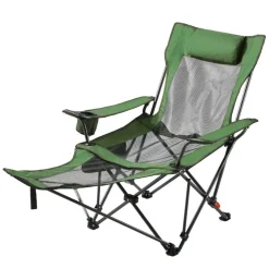 Outdoor Reclining Chair Folding Lounger Adjustable Iron Frame Camp Seat