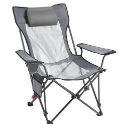 Outdoor Reclining Chair Folding Lounger Adjustable Iron Frame Camp Seat