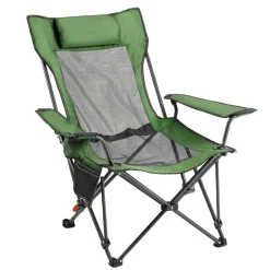 Outdoor Reclining Chair Folding Lounger Adjustable Iron Frame Camp Seat
