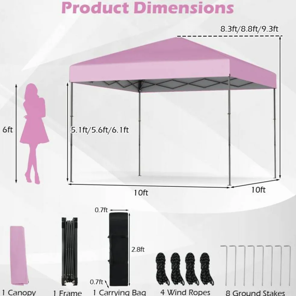 Outdoor 10x10 FT Pop Up Canopy with Portable Carrying Bag