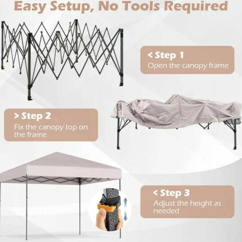 Outdoor 10x10 FT Pop Up Canopy with Portable Carrying Bag