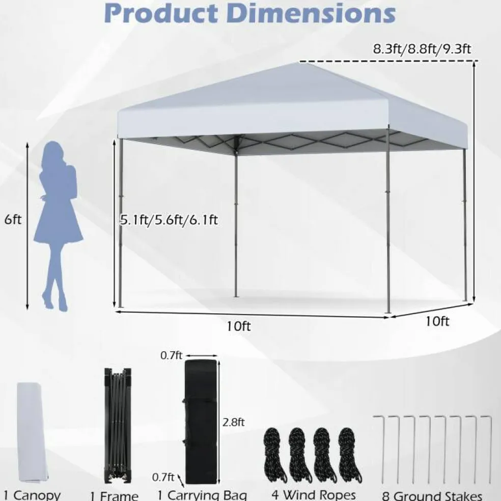 Outdoor 10x10 FT Pop Up Canopy with Portable Carrying Bag