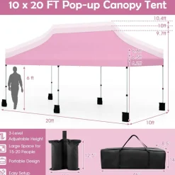 Outdoor 10x20 Portable Canopy Tent with Side Panels and Carry Bag