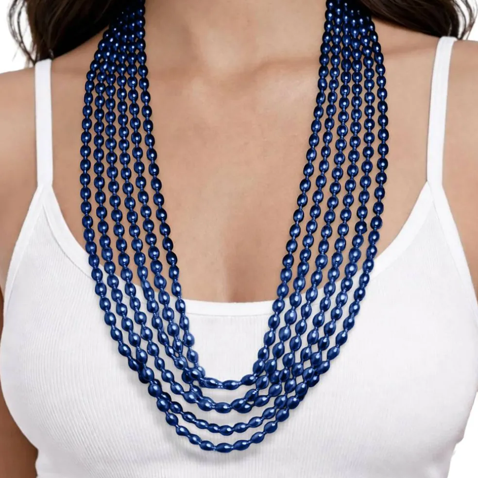 Oval Plastic Party Bead Necklaces, 6ct.