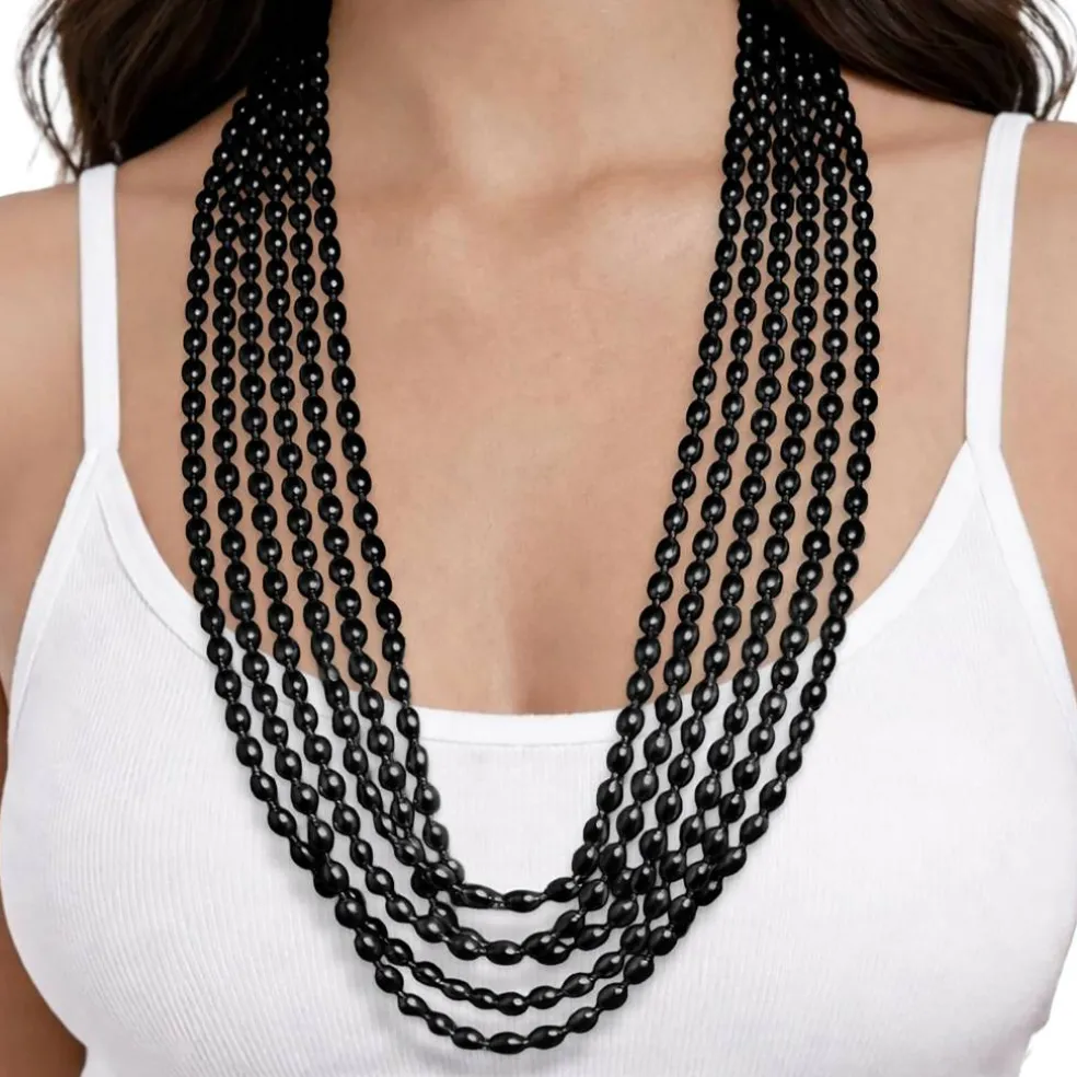Oval Plastic Party Bead Necklaces, 6ct.