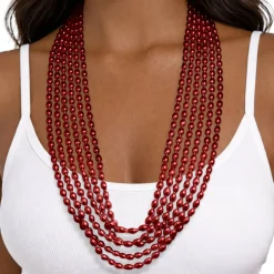 Oval Plastic Party Bead Necklaces, 6ct.