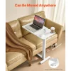 Overbed Table with Flip Top, Hidden Wheels & Cup Holder