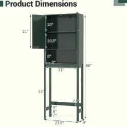 Over the Toilet Storage Cabinet with Fluted Doors and Shelf