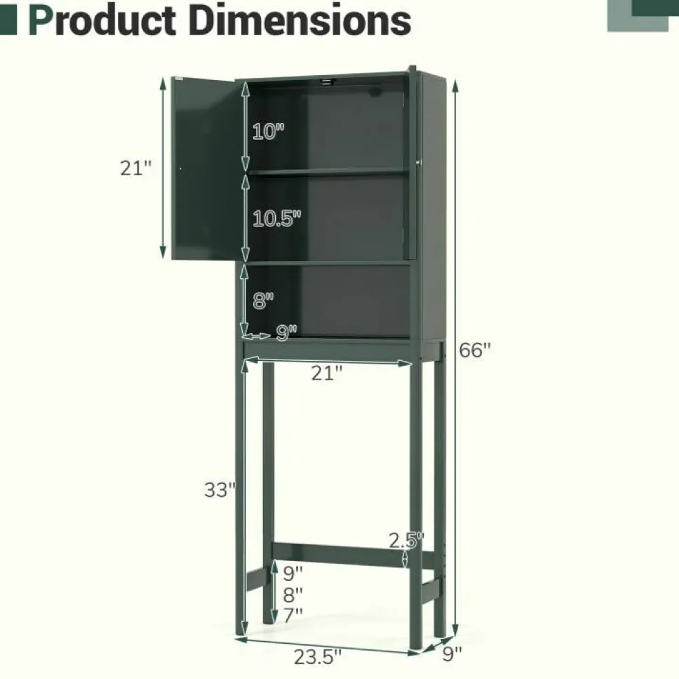 Over the Toilet Storage Cabinet with Fluted Doors and Shelf