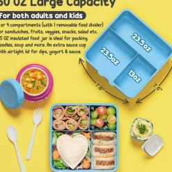 60oz Leakproof Bento Lunch Box for Kids with 8.5oz Thermo Food Jar