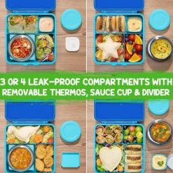 60oz Leakproof Bento Lunch Box for Kids with 8.5oz Thermo Food Jar