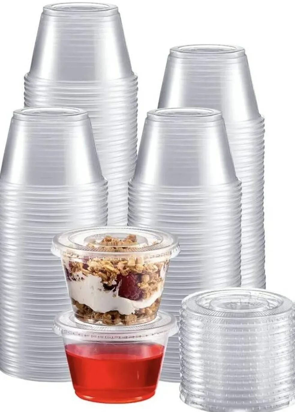 4 oz Plastic Clear Disposable Portion Cups with Lids