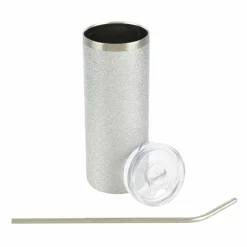 20oz. Silver Glitter Stainless Steel Sublimation Tumbler by Make Market®